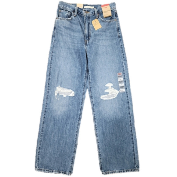 Levi's Pants - NWT Levi’s High-Waisted Straight Leg Medium Wash Distressed Red Tab Jeans